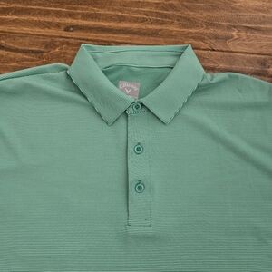 Callaway Men's Green Micro-Stripe Golf Polo Shirt Size Large